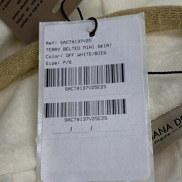 NEW ADRIANA DEGRAS  Terry Belted Button-Up Mini Skirt Off White/Beige Size S - Picture 2 of 8